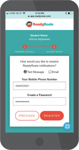 ReadyRosie Mobile App Sign-In Page